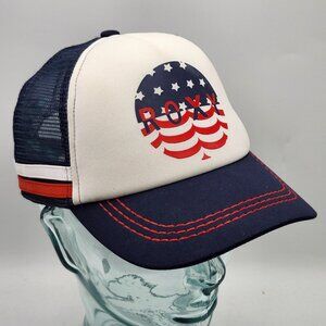 Roxy Patriotic American Stars Stripes Red White Blue Trucker Hat Mesh Snapback